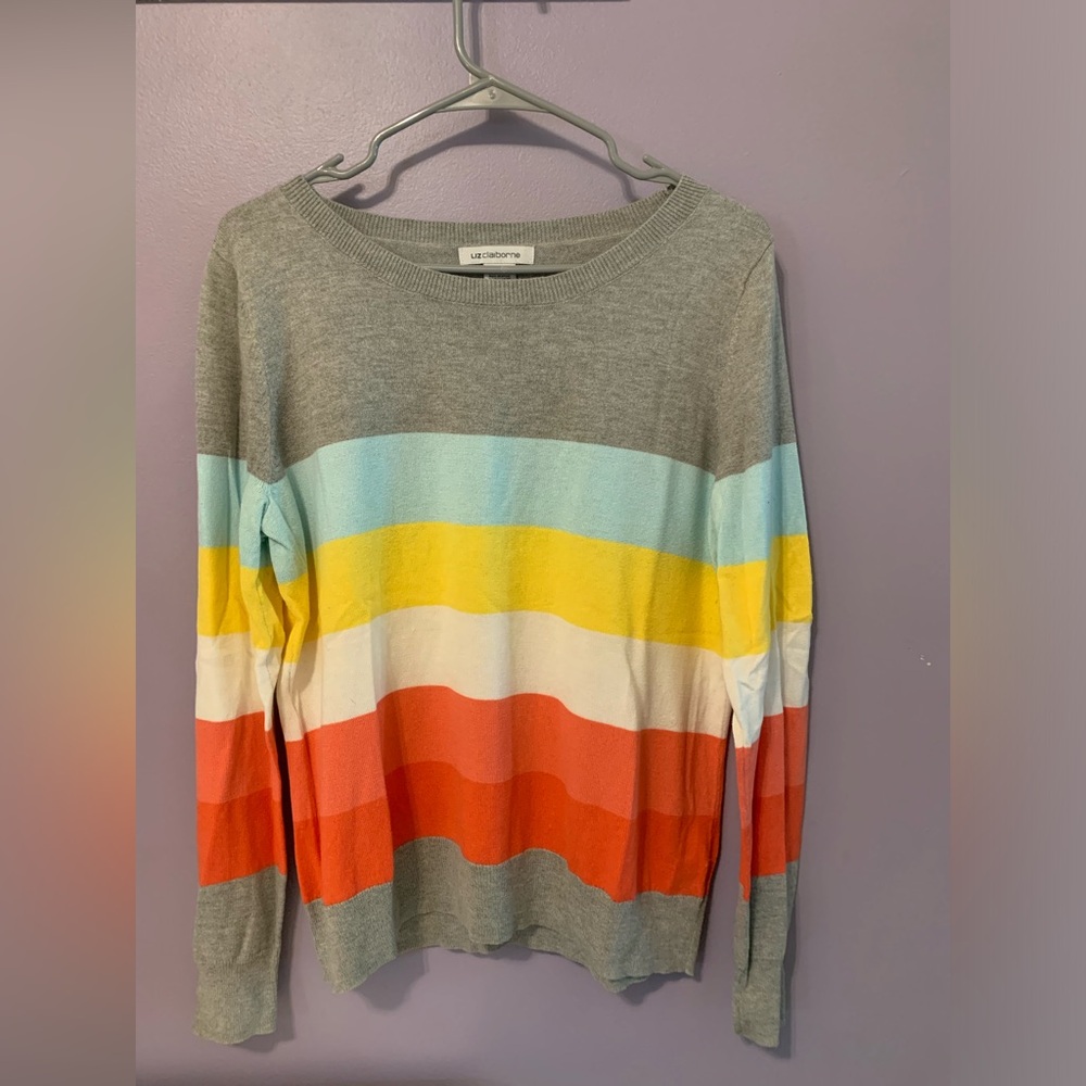Liz Claiborne Lightweight Stripped Sweater Large